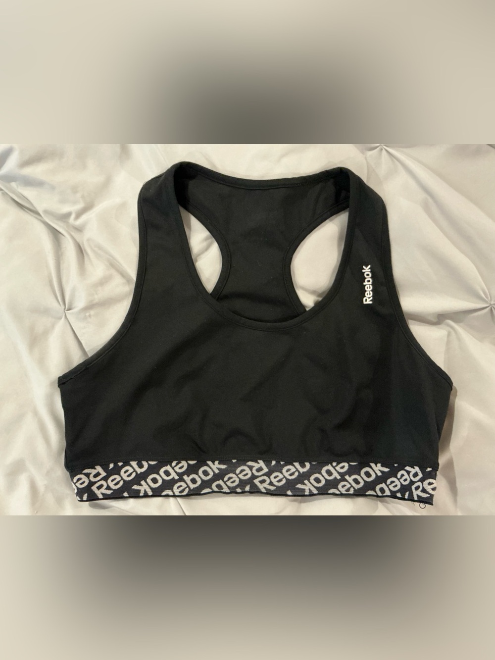 Women’s Reebok Black Racerback Sports Bra with Logo Band - Size XL